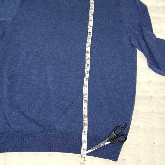 Joseph Abboud Merino Wool V-neck Pullover Sweater Men's L | Blue | EUC - Picture 6 of 10